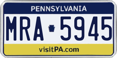 PA license plate MRA5945