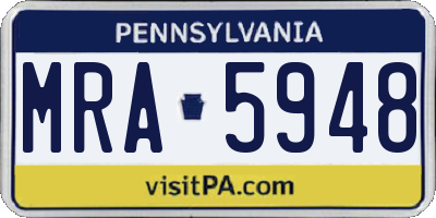 PA license plate MRA5948