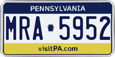 PA license plate MRA5952