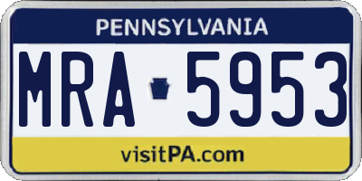 PA license plate MRA5953