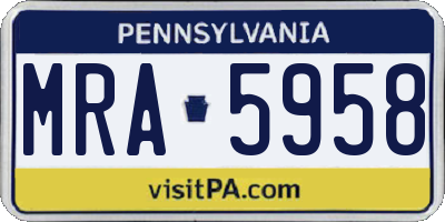 PA license plate MRA5958