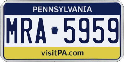 PA license plate MRA5959