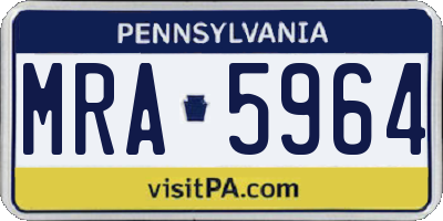 PA license plate MRA5964