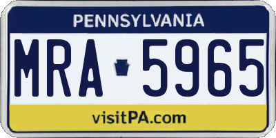 PA license plate MRA5965