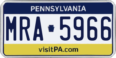 PA license plate MRA5966
