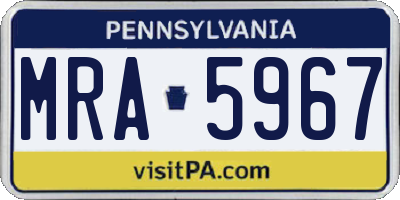 PA license plate MRA5967