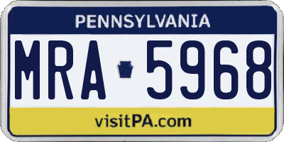 PA license plate MRA5968
