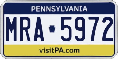 PA license plate MRA5972