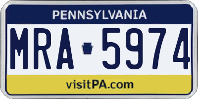 PA license plate MRA5974