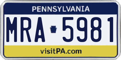 PA license plate MRA5981