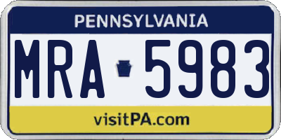 PA license plate MRA5983