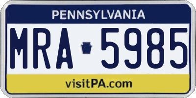 PA license plate MRA5985