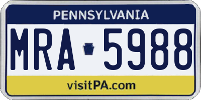 PA license plate MRA5988