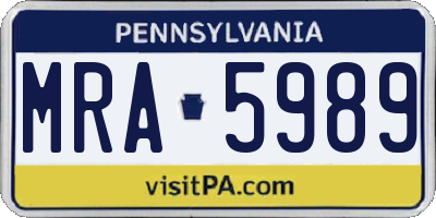 PA license plate MRA5989