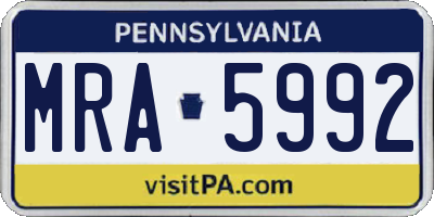 PA license plate MRA5992