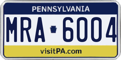 PA license plate MRA6004