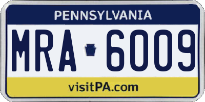 PA license plate MRA6009