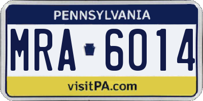 PA license plate MRA6014