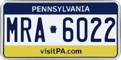 PA license plate MRA6022