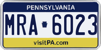 PA license plate MRA6023