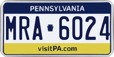 PA license plate MRA6024
