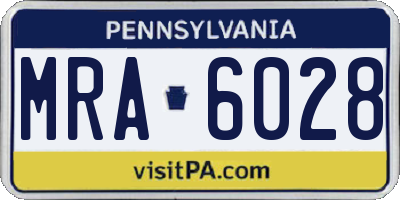 PA license plate MRA6028