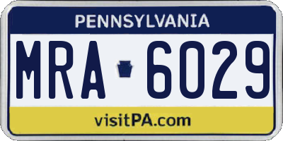 PA license plate MRA6029