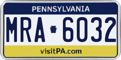 PA license plate MRA6032
