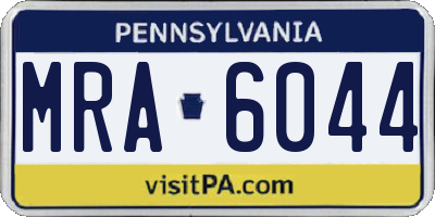 PA license plate MRA6044
