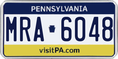 PA license plate MRA6048