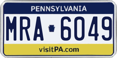 PA license plate MRA6049
