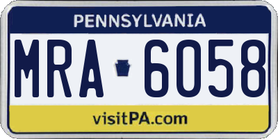 PA license plate MRA6058