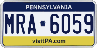 PA license plate MRA6059