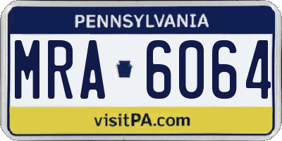 PA license plate MRA6064