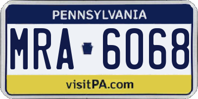 PA license plate MRA6068