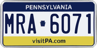 PA license plate MRA6071