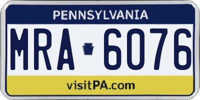 PA license plate MRA6076