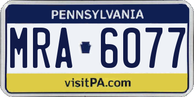 PA license plate MRA6077