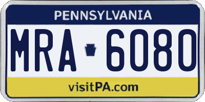 PA license plate MRA6080