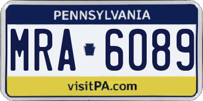 PA license plate MRA6089