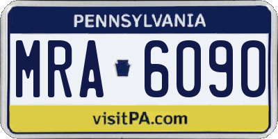 PA license plate MRA6090
