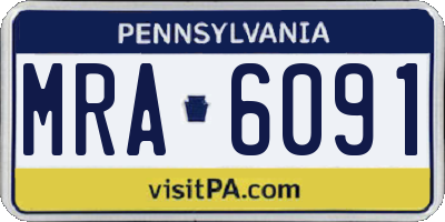 PA license plate MRA6091