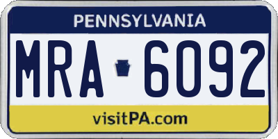 PA license plate MRA6092