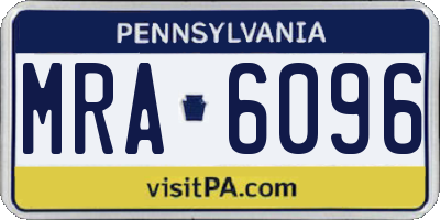 PA license plate MRA6096