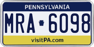 PA license plate MRA6098