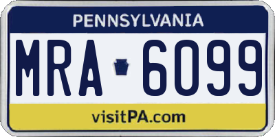 PA license plate MRA6099