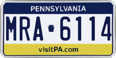 PA license plate MRA6114
