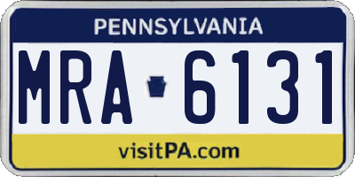 PA license plate MRA6131