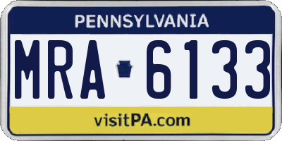 PA license plate MRA6133