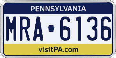 PA license plate MRA6136